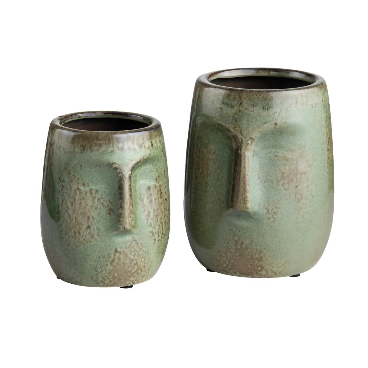 Crestview Collection Facetime Green Ceramic Vases ~ Set Of 2 - Image 3