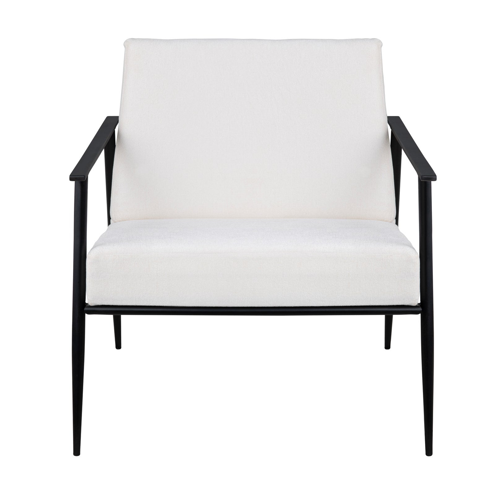 Crestview Collection Zara White Cushioned Accent Chair with Black Iron - Image 1