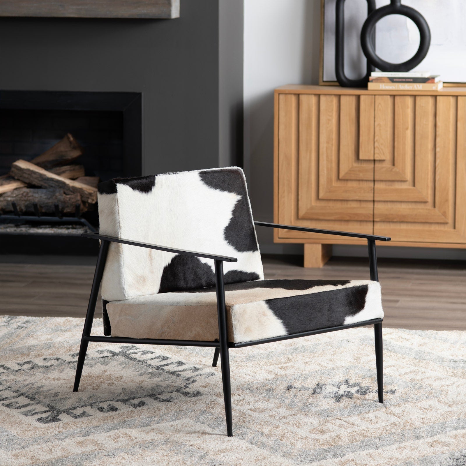 Crestview Collection Ranchero Velvet and Iron Accent Chair - Image 1