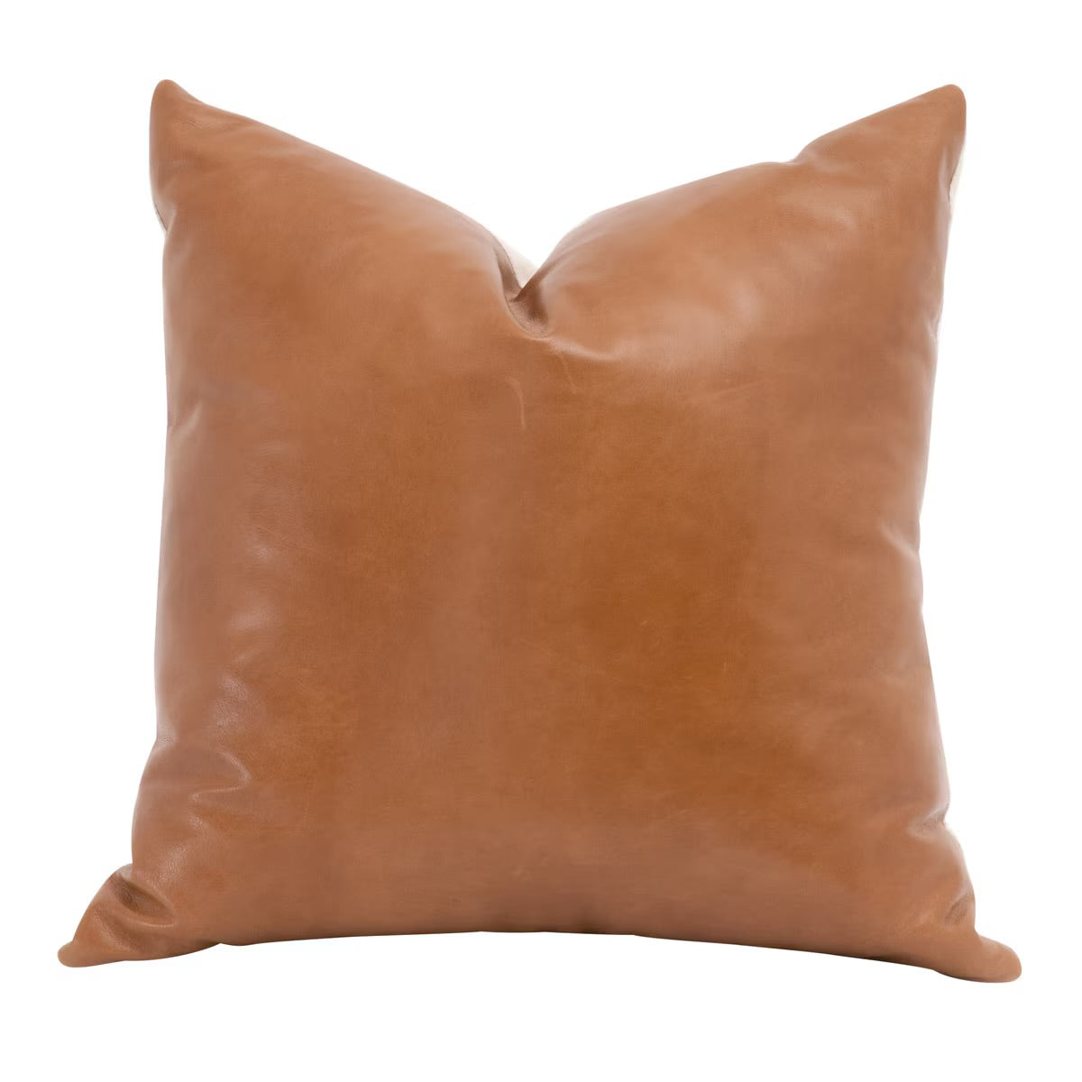 Essentials For Living The Better Together 22”  Essential Pillow ~ Whiskey Brown Top Grain Leather, Jute - Image 1