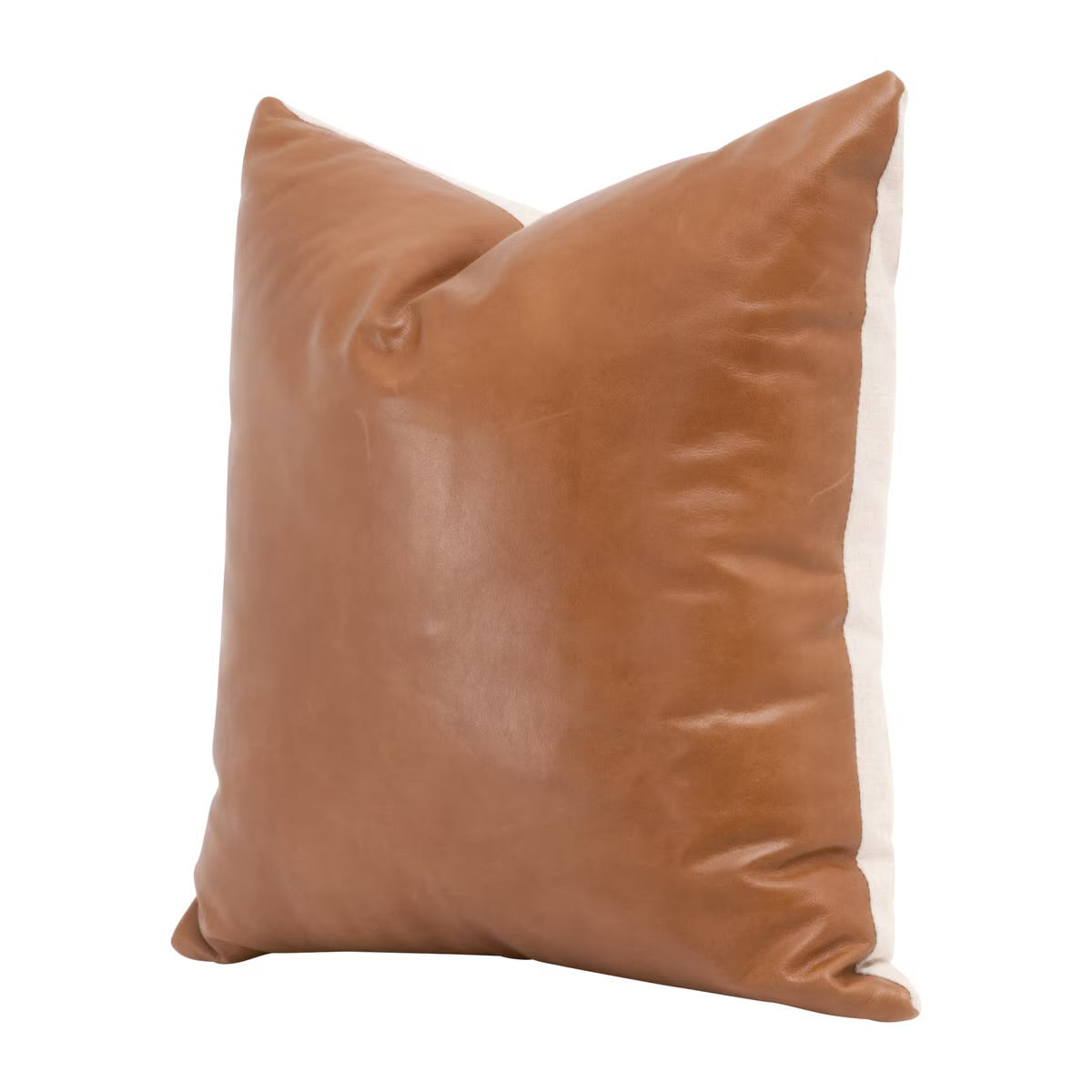 Essentials For Living The Better Together 22”  Essential Pillow ~ Whiskey Brown Top Grain Leather, Jute - Image 2