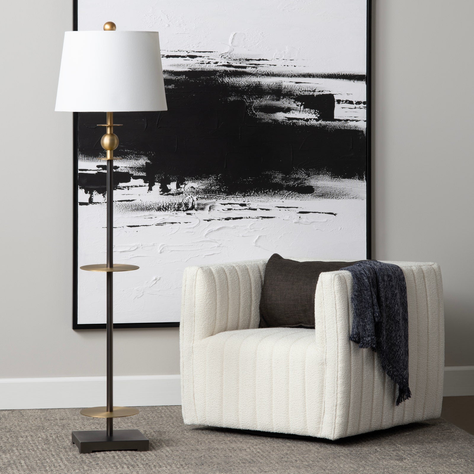 Crestview Collection Maddison White Channeled Swivel Chair