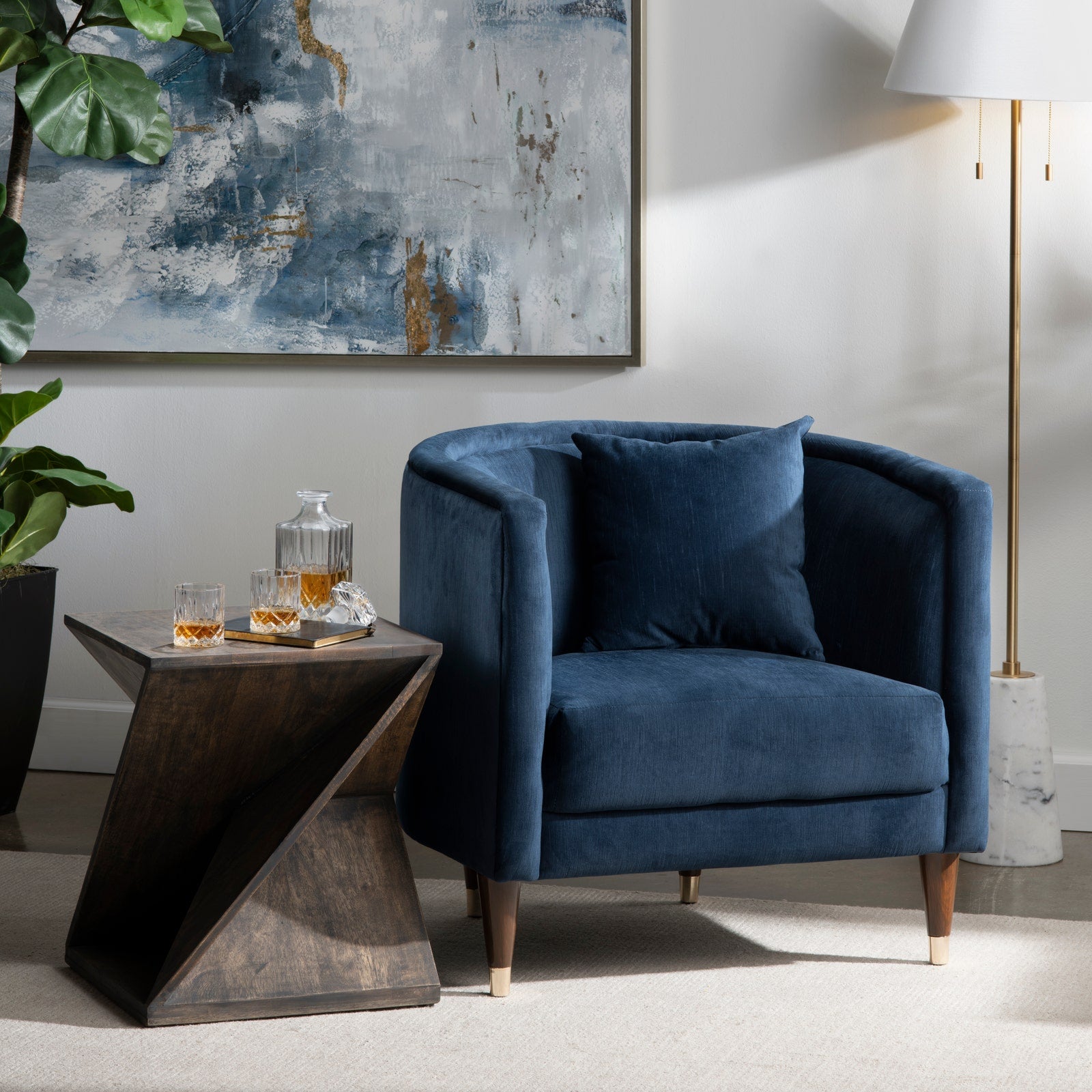 Crestview Collection Tarek Sergovia Marino Blue Armchair - Image 2