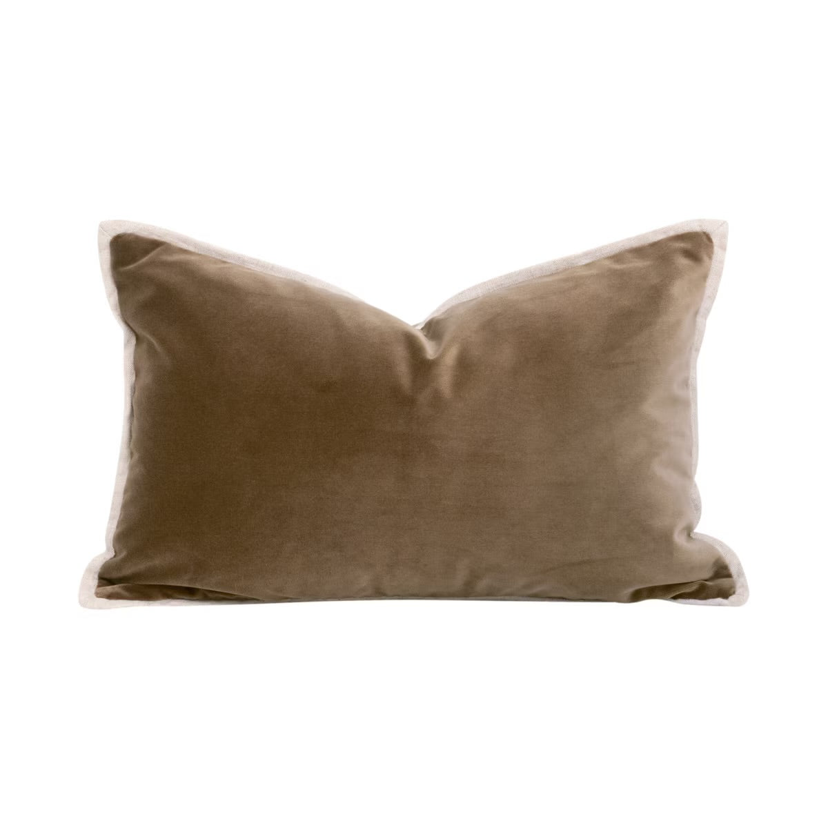 Essentials For Living The Not So Basic 20” Essential Lumbar Pillow ~ Caramel Velvet, Jute Flat Piping - Image 1