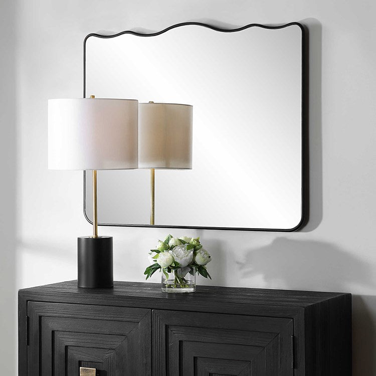 Casa Bella Living Finished Black Wavy Rounded Edge Mirror - Image 3