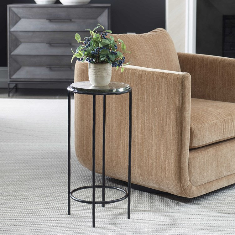 Casa Bella Living Finished In Black Topped In Recycled Glass Accent Table - Image 1