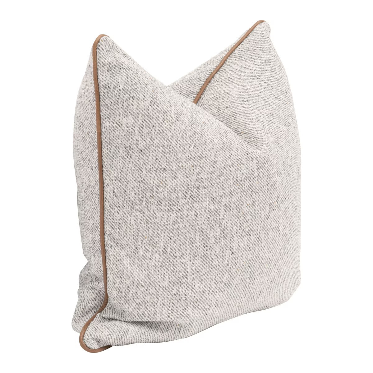 Essentials For Living The Not So Basic 22” Essential Pillow ~ Howell Natural, Whiskey Brown Top Grain Leather Piping - Image 2