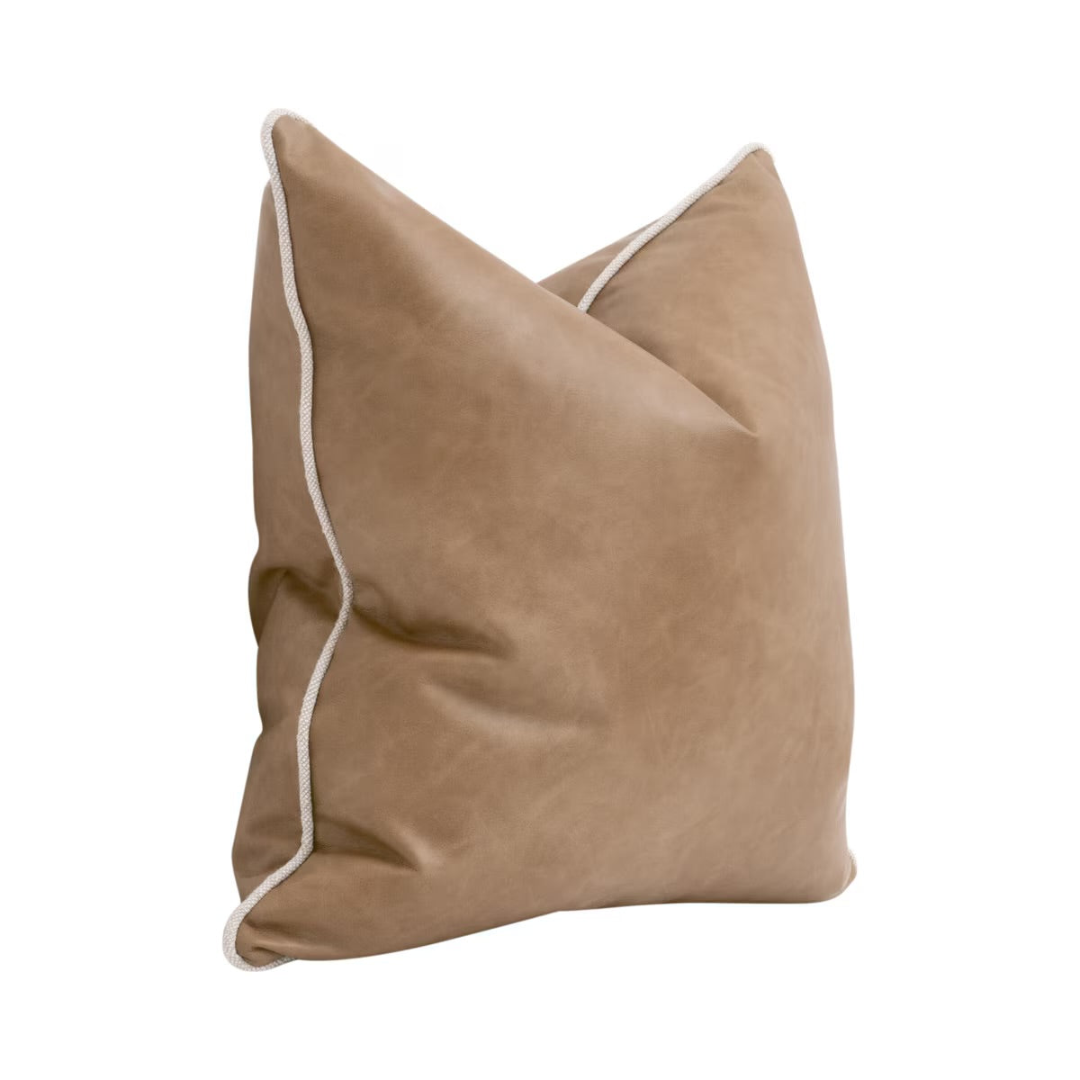 Essentials For Living The Not So Basic 22” Essential Pillow ~ Ivanhoe Toast, Performance Bisque French Linen Piping - Image 2