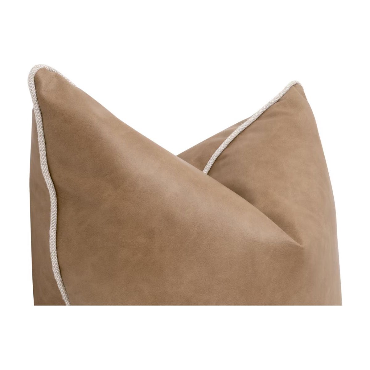 Essentials For Living The Not So Basic 22” Essential Pillow ~ Ivanhoe Toast, Performance Bisque French Linen Piping - Image 3