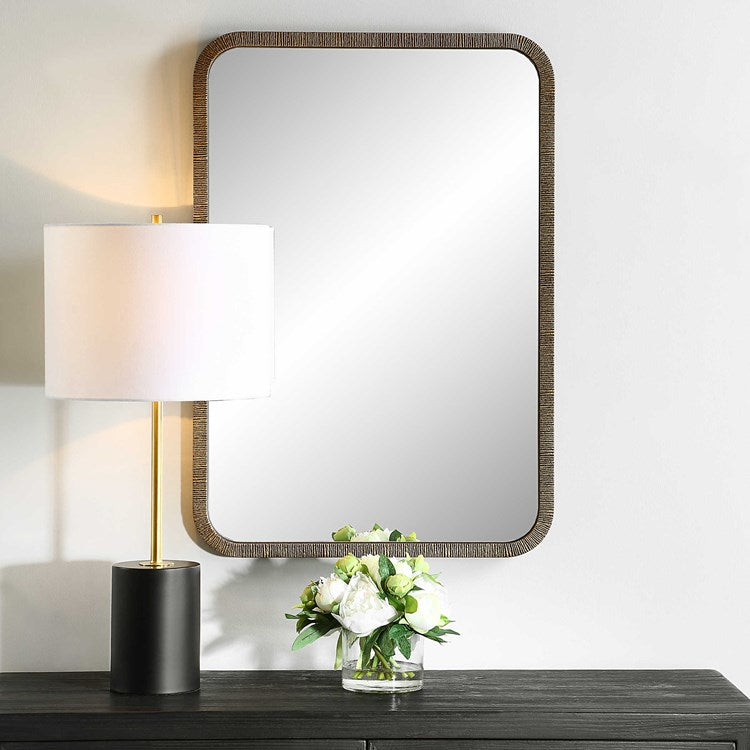Casa Bella Living Textured Frame Finished In Rich Antique Gold Mirror - Image 1