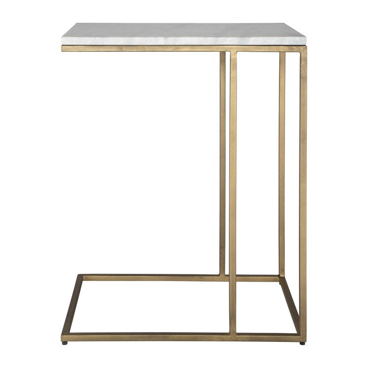 Casa Bella Living Brass Frame White Marble Accent Table - Image 2