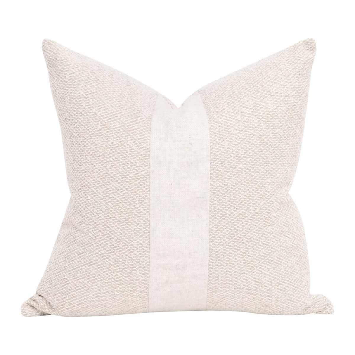Essentials For Living The Split Decision 22” Essential Pillow ~ LiveSmart Gellar-Linen, Performance Textured Cream Linen Stripe - Image 1