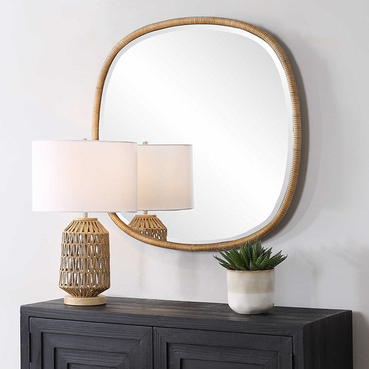 Casa Bella Living Natural Rattan Round Mirror - Image 2
