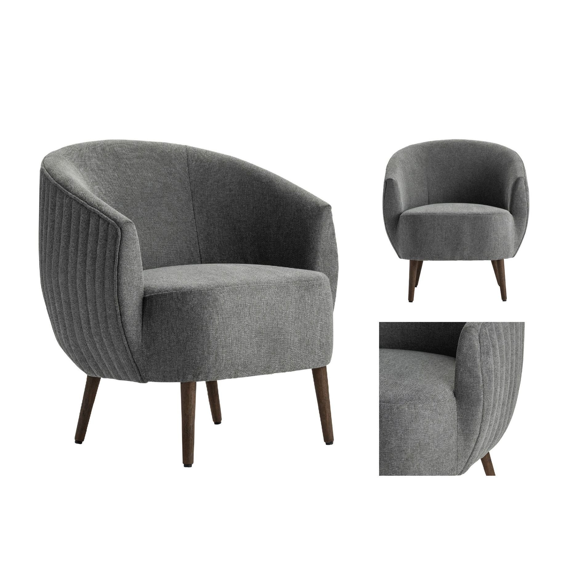 Crestview Collection Logan Gray Barrel Accent Chair - Image 3