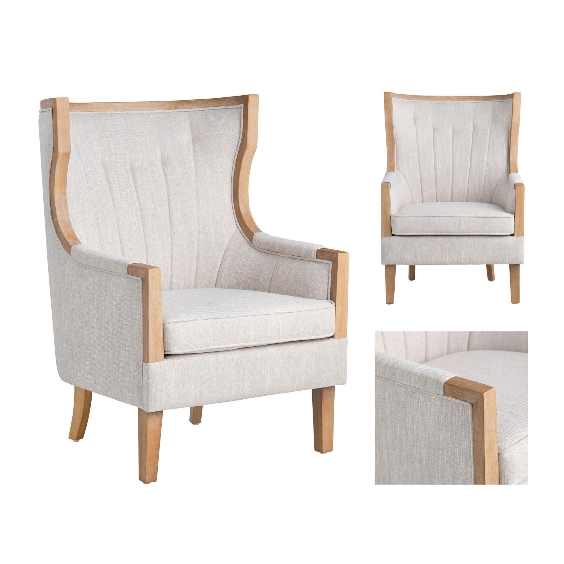 Crestview Collection Bennett Oatmeal Linen Accent Chair - Image 3