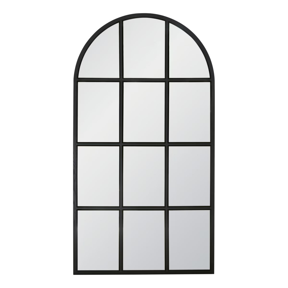Essentials For Living Grid Arched Mirror ~ Matte Black Oak