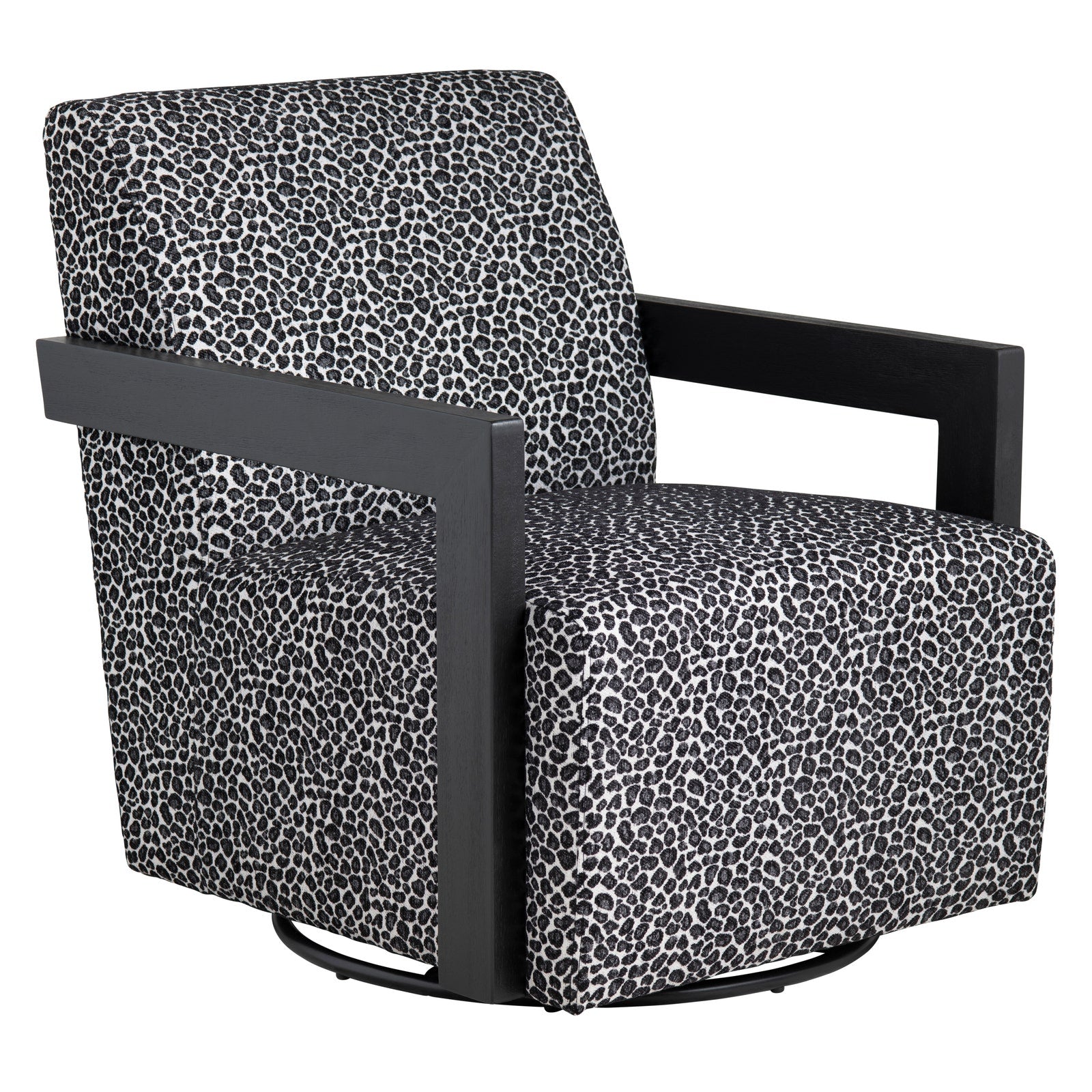 Crestview Collection Serengetti Black and White Print Fabric Swivel Chair - Image 2