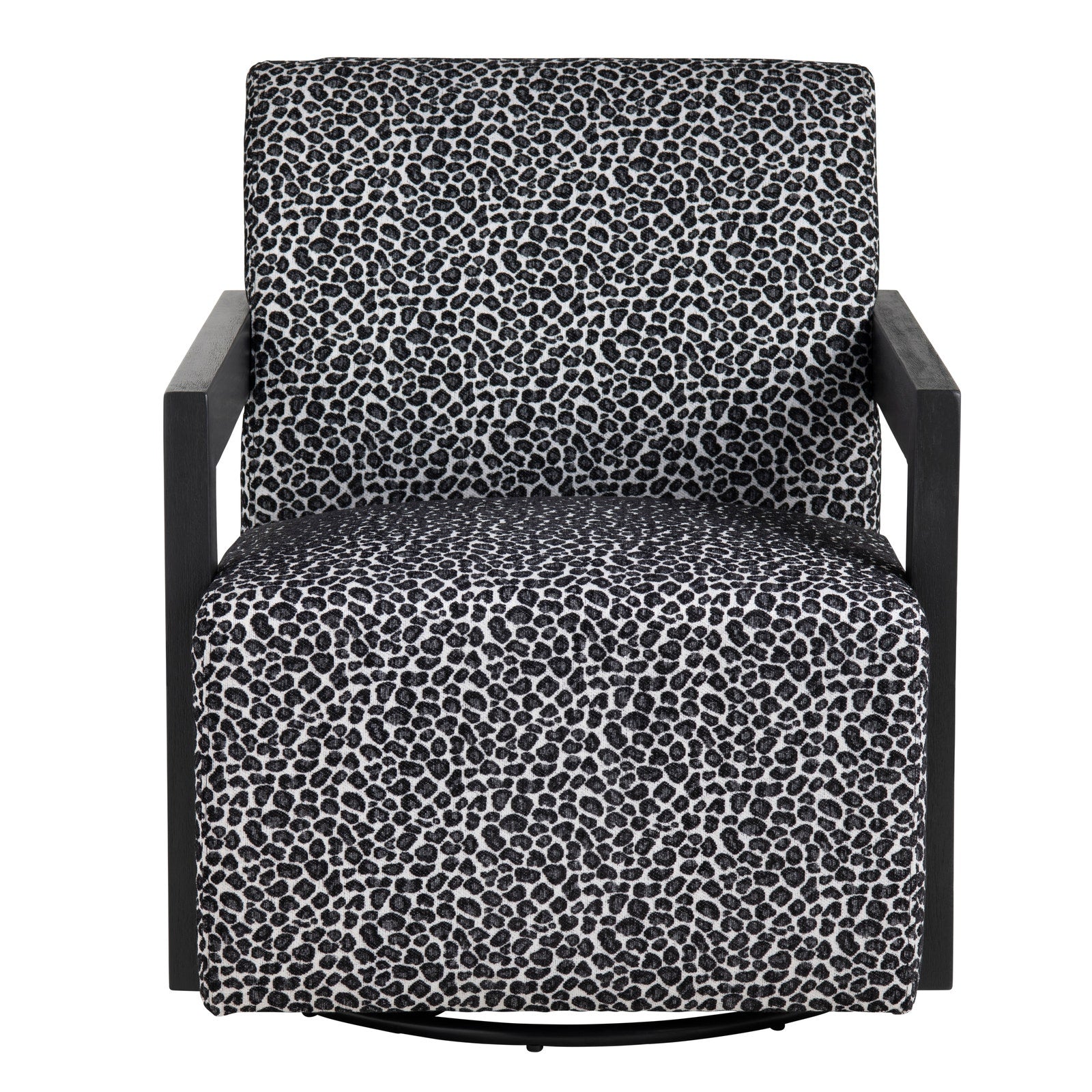 Crestview Collection Serengetti Black and White Print Fabric Swivel Chair - Image 3