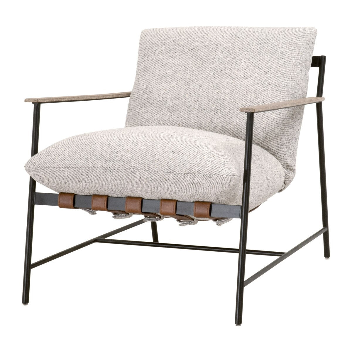 Essentials For Living Brando Club Chair~ Howell Natural, Chestnut Top Grain Leather, Natural Gray Oak With Black Iron - Image 2