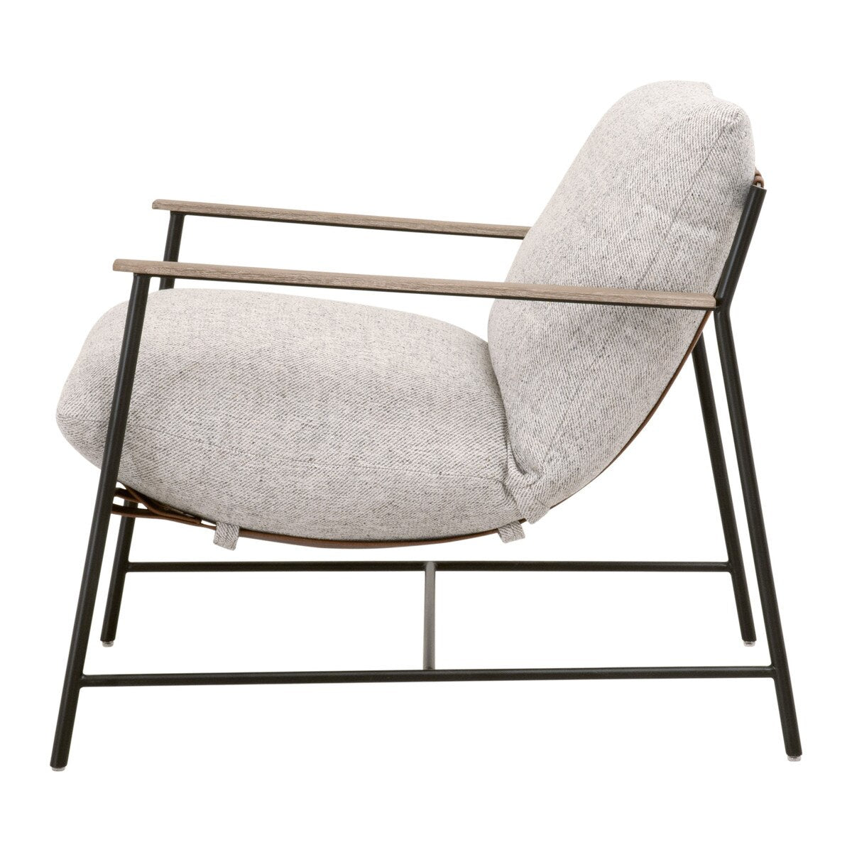 Essentials For Living Brando Club Chair~ Howell Natural, Chestnut Top Grain Leather, Natural Gray Oak With Black Iron - Image 3