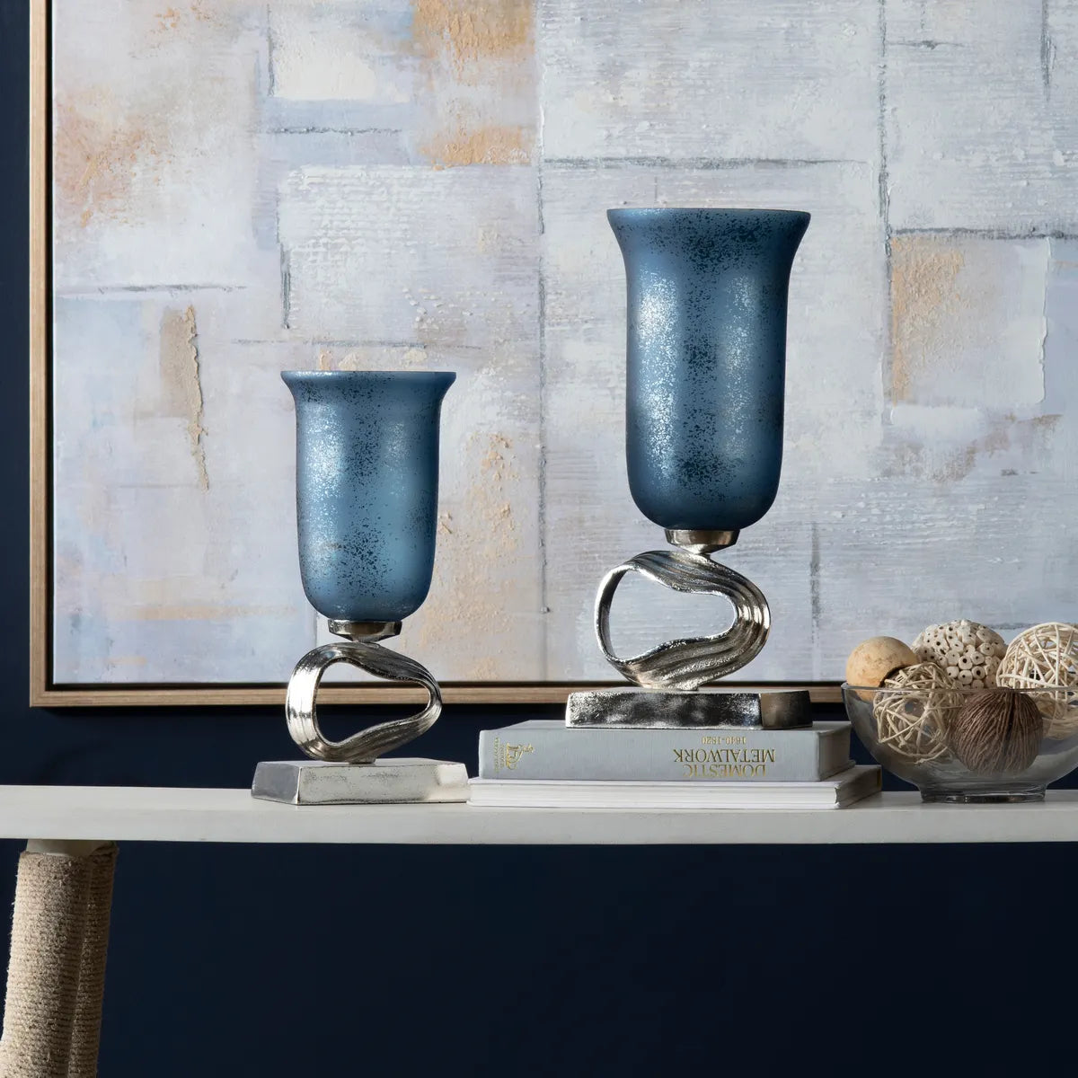 Crestview Collection Large Cobalt Free Style Sculpture Vase - Image 3