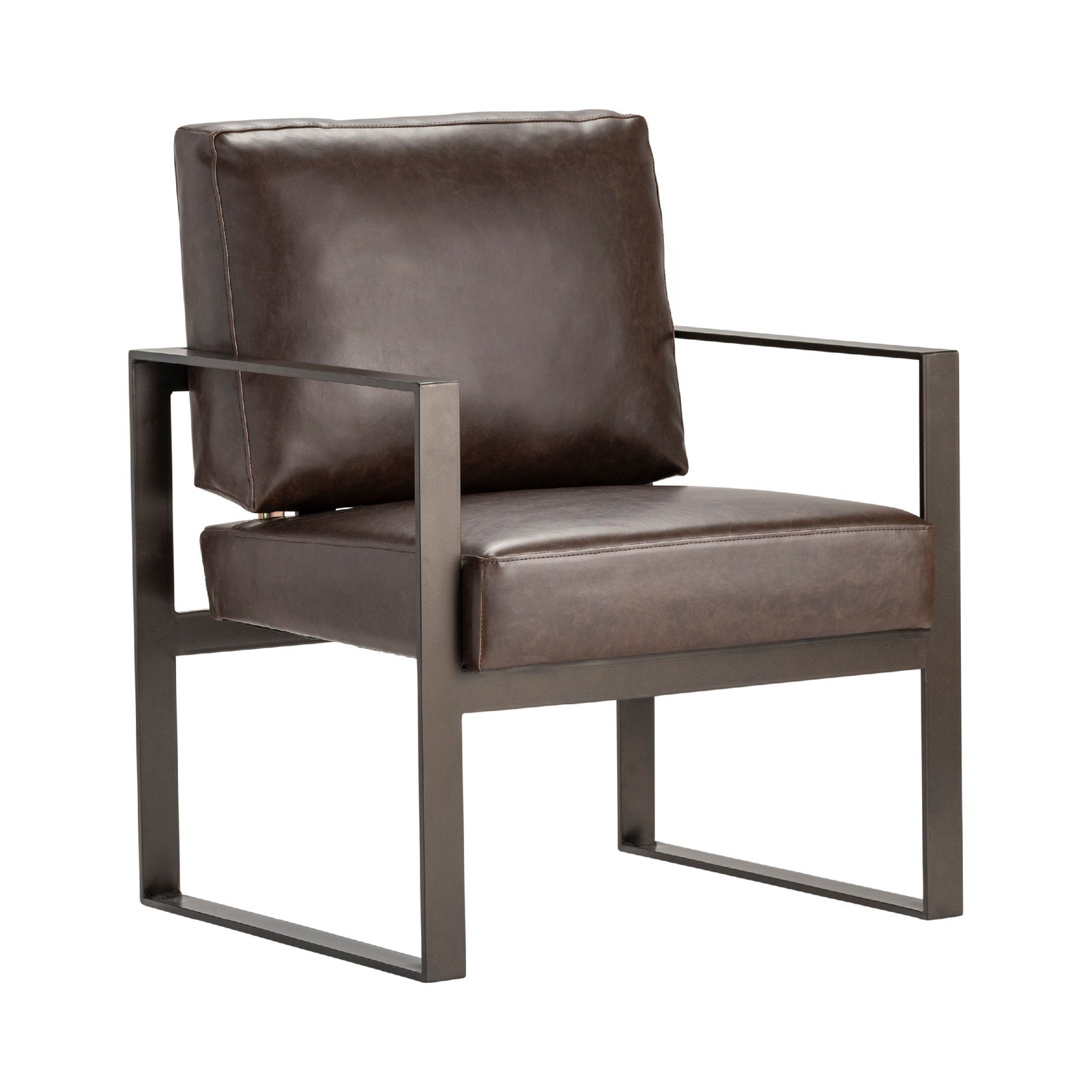Crestview Collection Rutledge Dark Brown Faux Leather Accent Chair - Image 1
