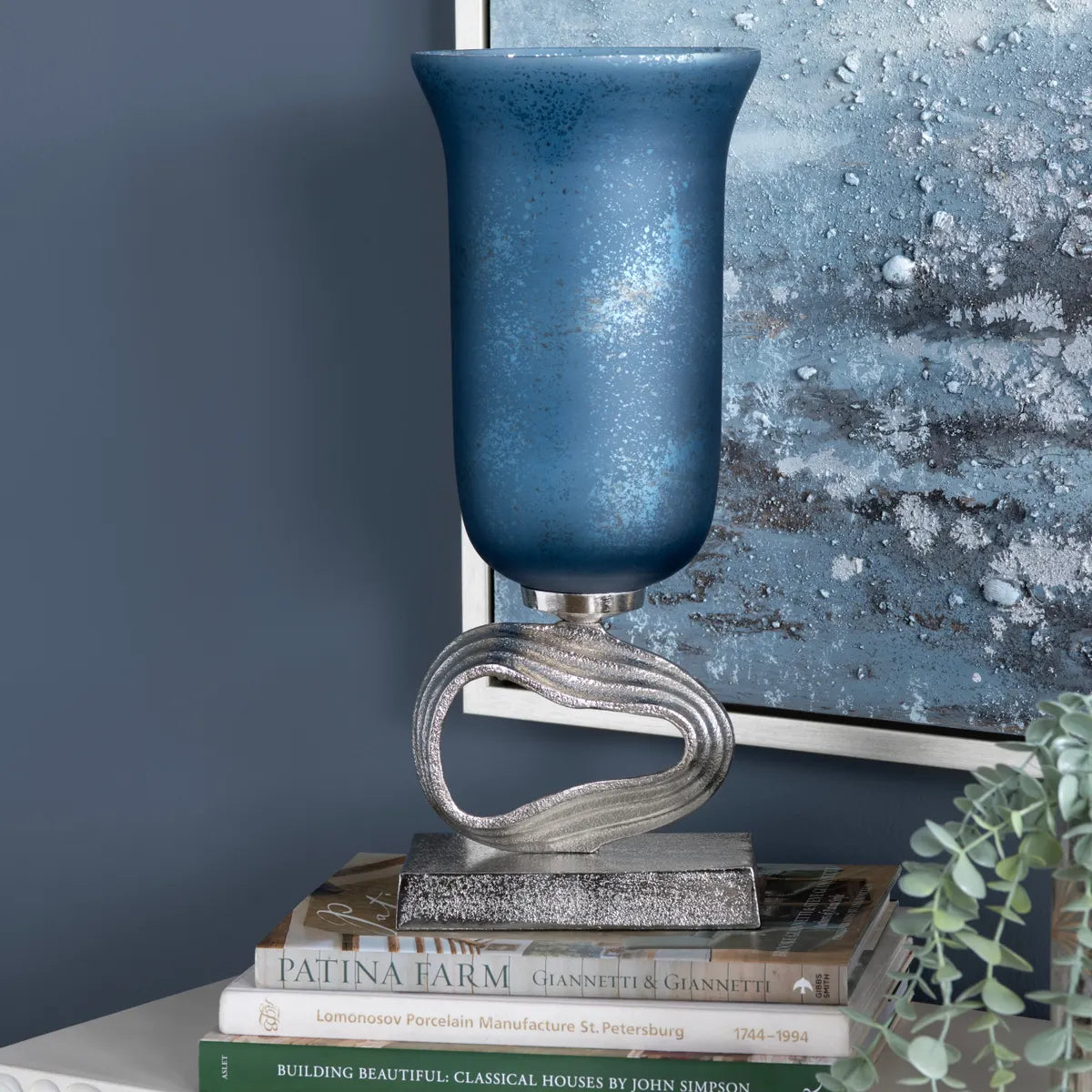 Crestview Collection Large Cobalt Free Style Sculpture Vase - Image 1