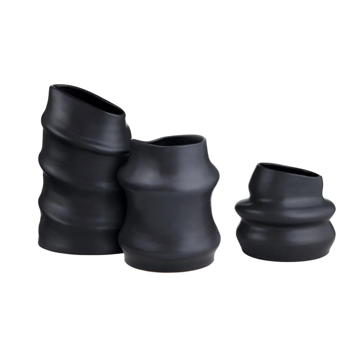Crestview Collection Merritt Matte Black Vases ~ Set Of 3 - Image 3