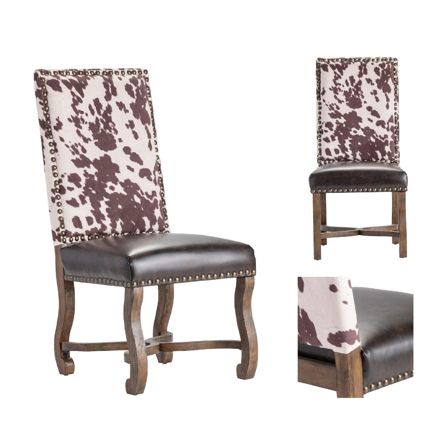 Crestview Collection Mesquite Ranch Leather and Faux Cowhide  Accent Chair - Image 2