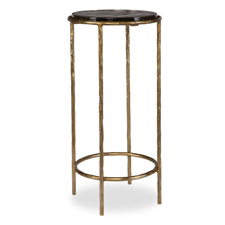 Casa Bella Living Recycled Glass Antique Gold Iron Accent Table - Image 2