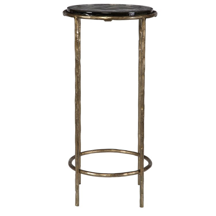Casa Bella Living Recycled Glass Antique Gold Iron Accent Table - Image 3