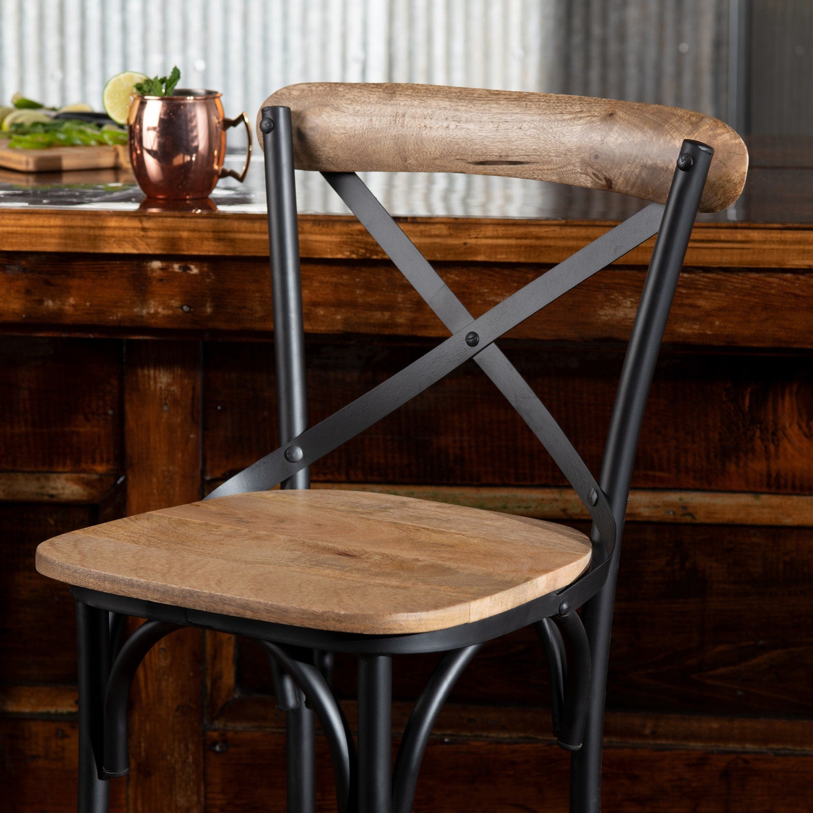 Crestview Collection Cedar Creek Mango Wood Bar Stool - Image 3