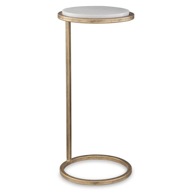 Casa Bella Living Aged Gold Iron Frame And White Marble Accent Table - Image 2