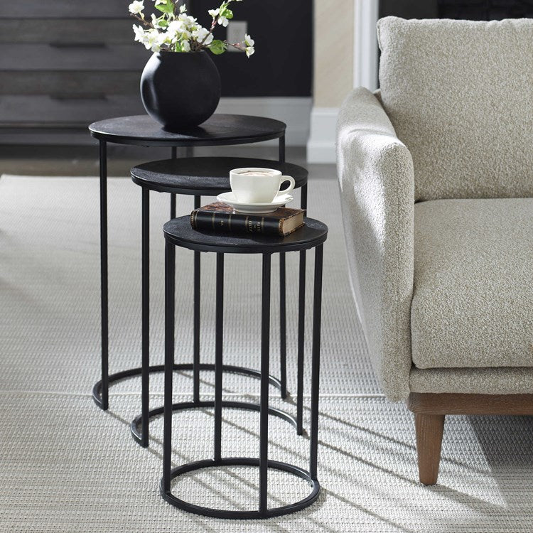Casa Bella Living Set Of Three Iron Nesting Tables
