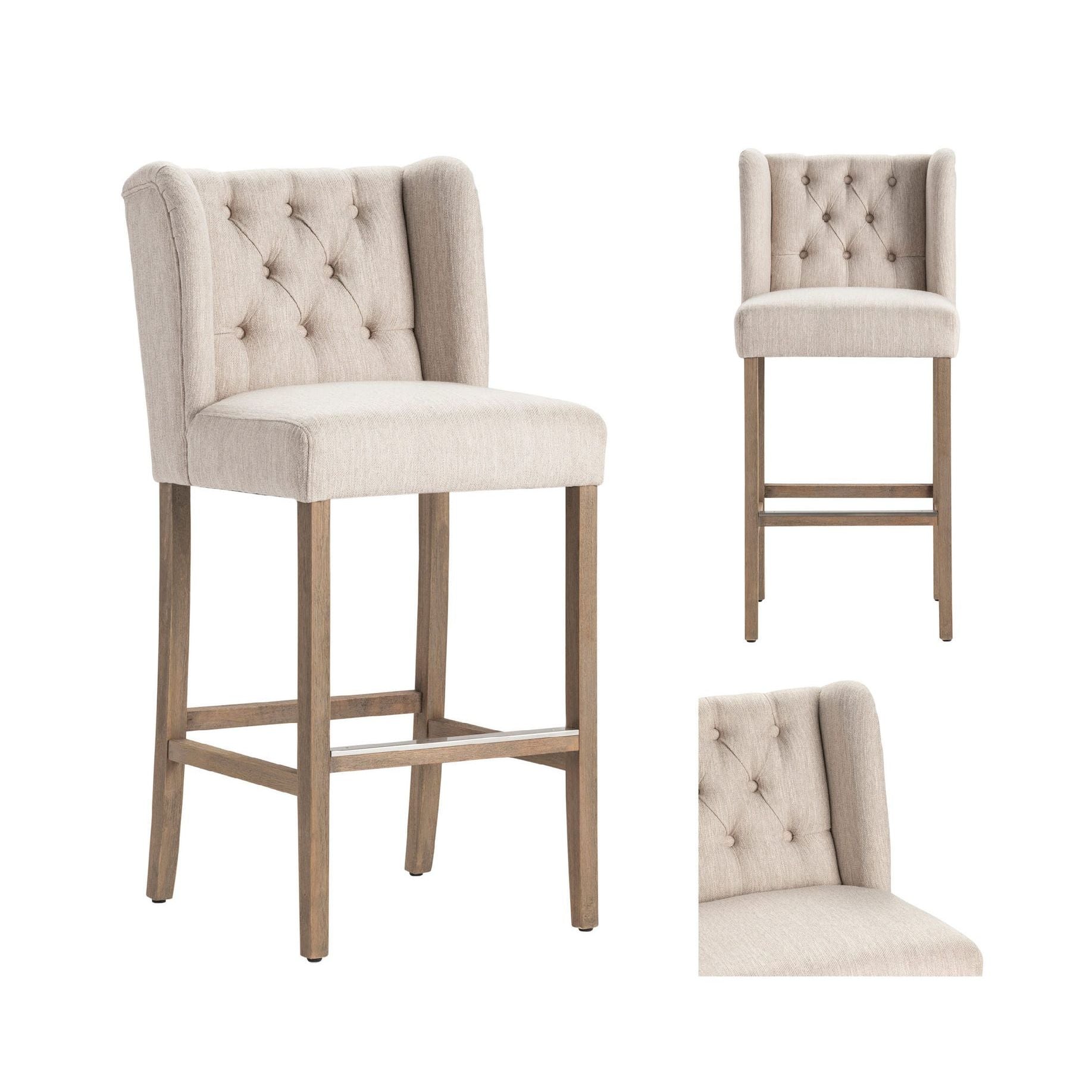 Crestview Collection Stanton Cream Tufted  Bar Stool - Image 3