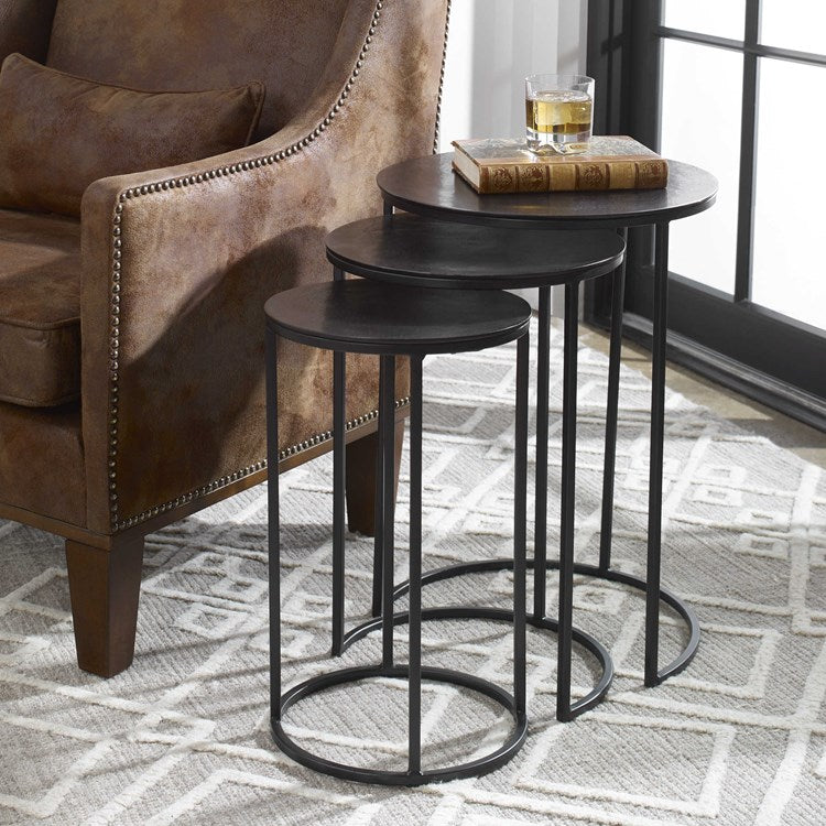 Casa Bella Living Set Of Three Iron Nesting Tables - Image 2