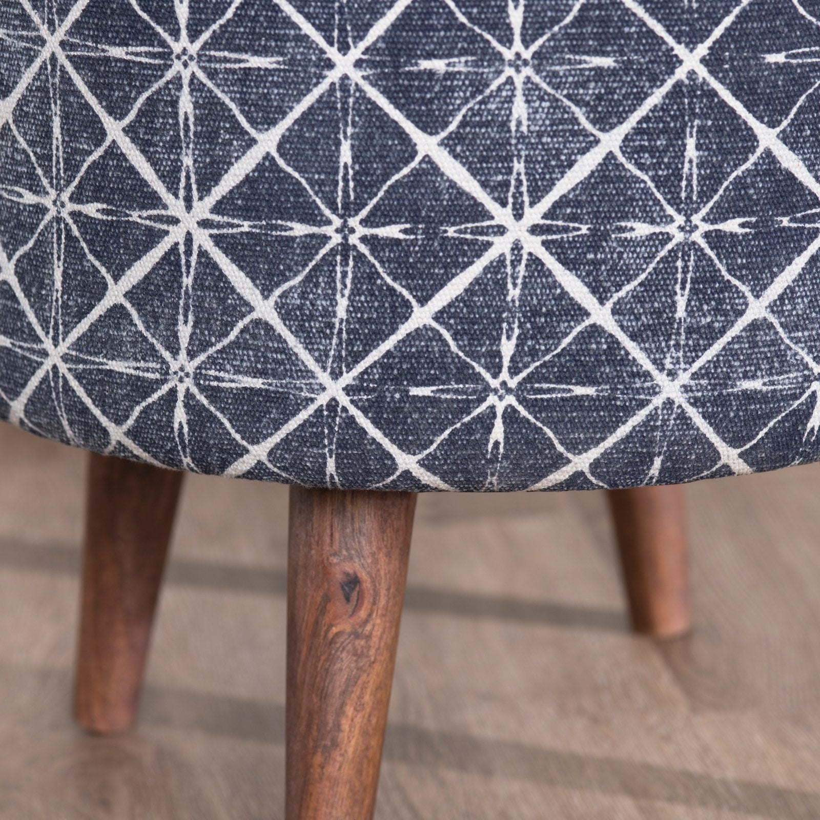 Crestview Collection Laurel Round Charcoal Gray Foot Stool Ottoman - Image 3
