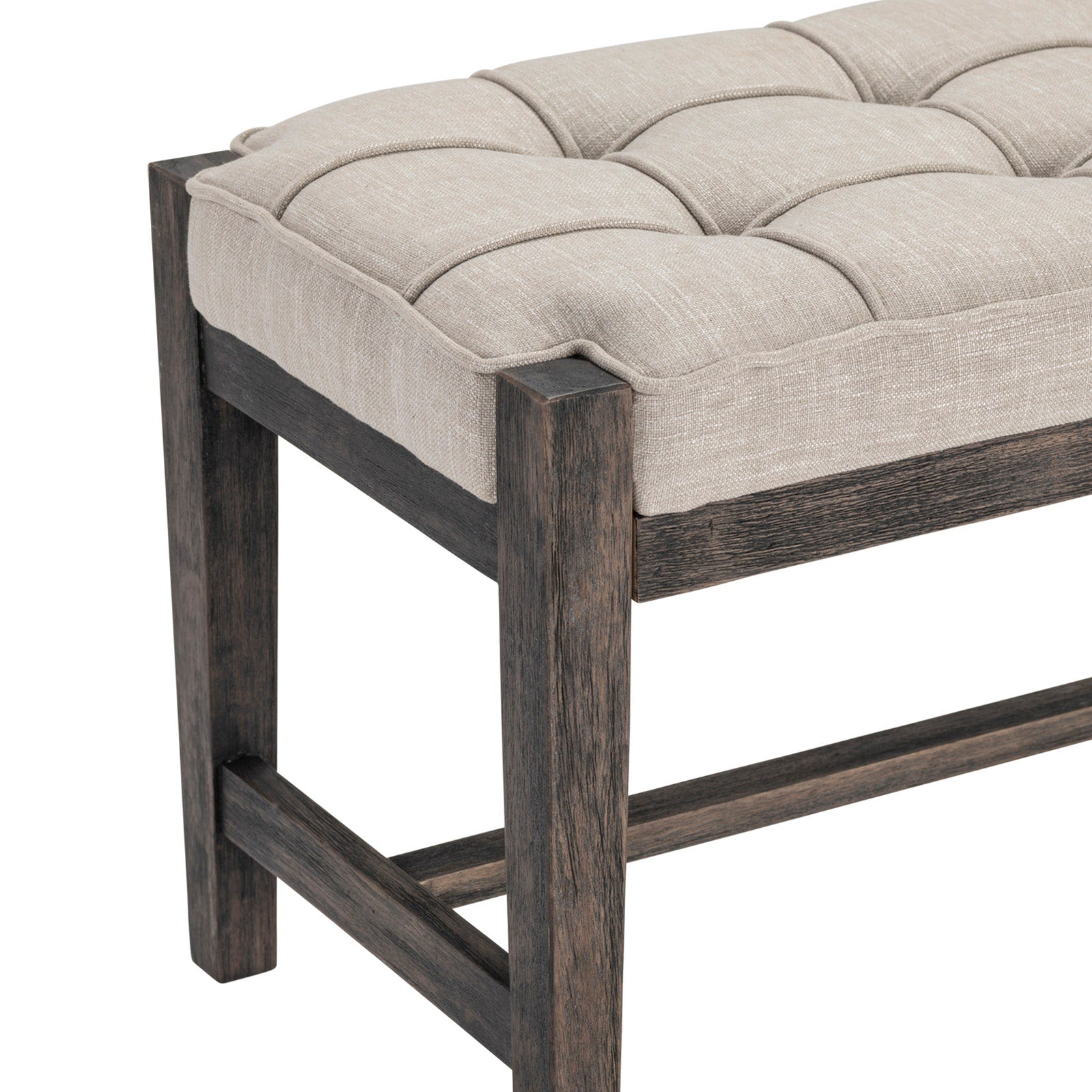 Crestview Collection Dixon Black Bench With Light Gray Cushioned Seat - Image 3