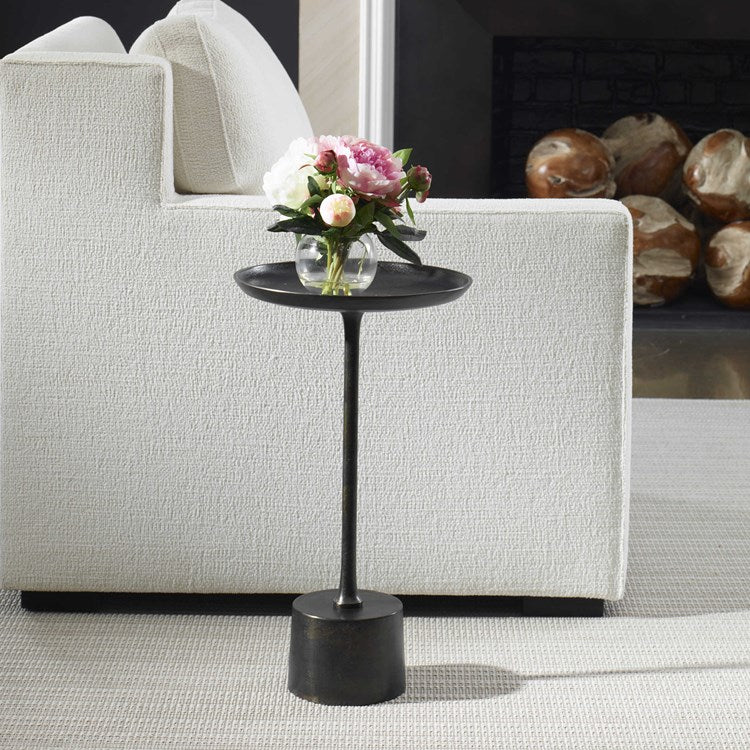 Casa Bella Living Round Dark Brown Oxidized Finished Accent Table - Image 1