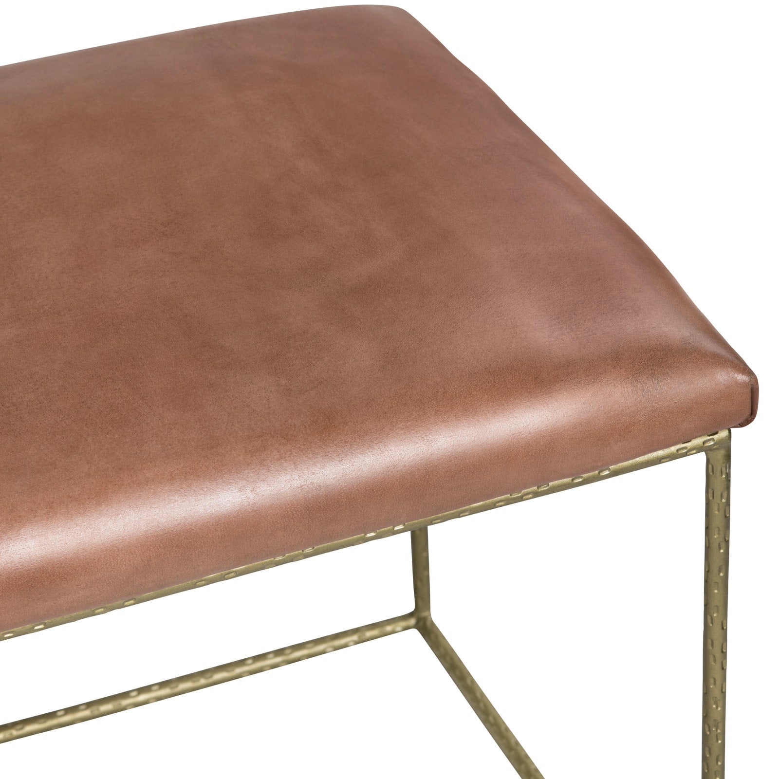 Crestview Collection Hammond Iron and Leather Bench - Image 3