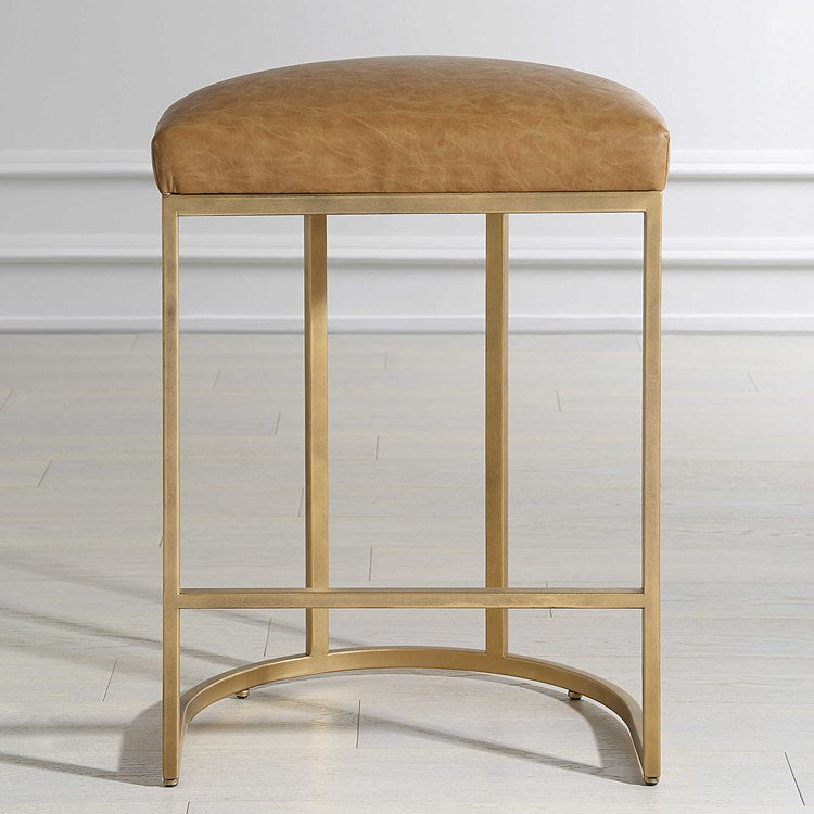 Casa Bella Living Rich Carmel Faux Leather Cushion Counter Stool - Image 1