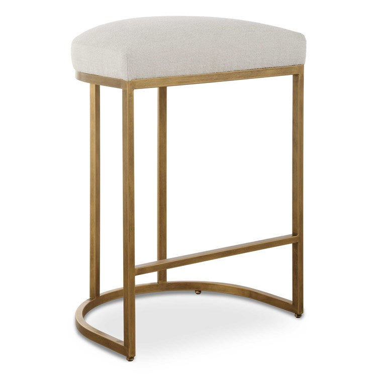 Casa Bella Living Light Cream Cushion Iron Brushed Brass High Counter Stool - Image 2