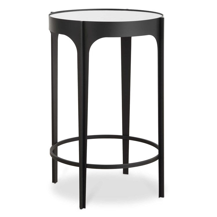 Casa Bella Living Matte Black Mirrored Top Iron Accent Table - Image 2