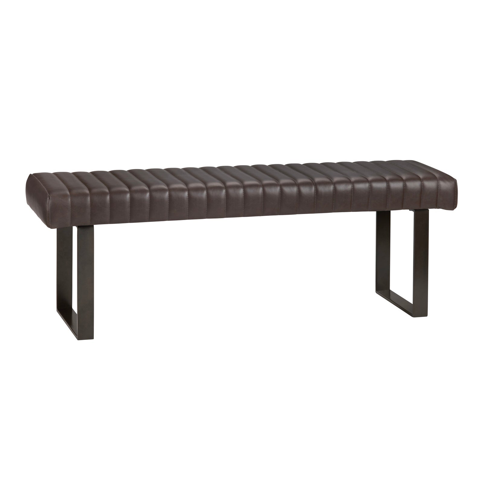 Crestview Collection Rutledge Vegan Brown Leather Bench - Image 1