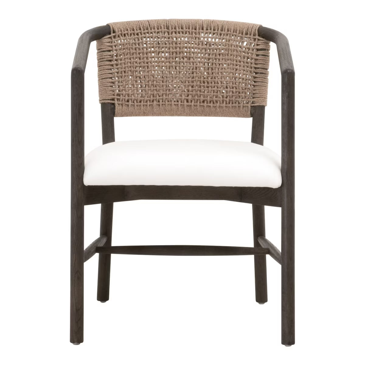 Essentials For Living Juxaposition Accent Chair~ LiveSmart Peyton-Pearl, Matte Brown Oak, Jute Twine