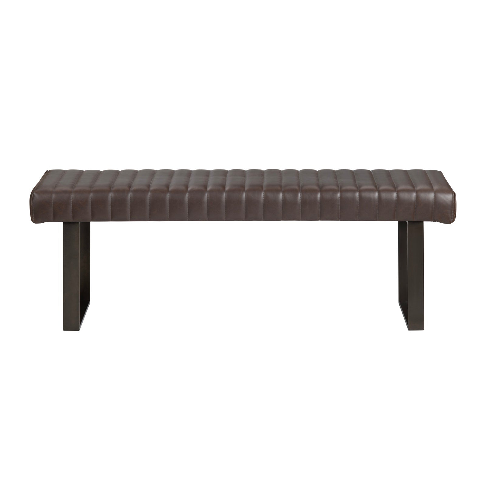 Crestview Collection Rutledge Vegan Brown Leather Bench - Image 2