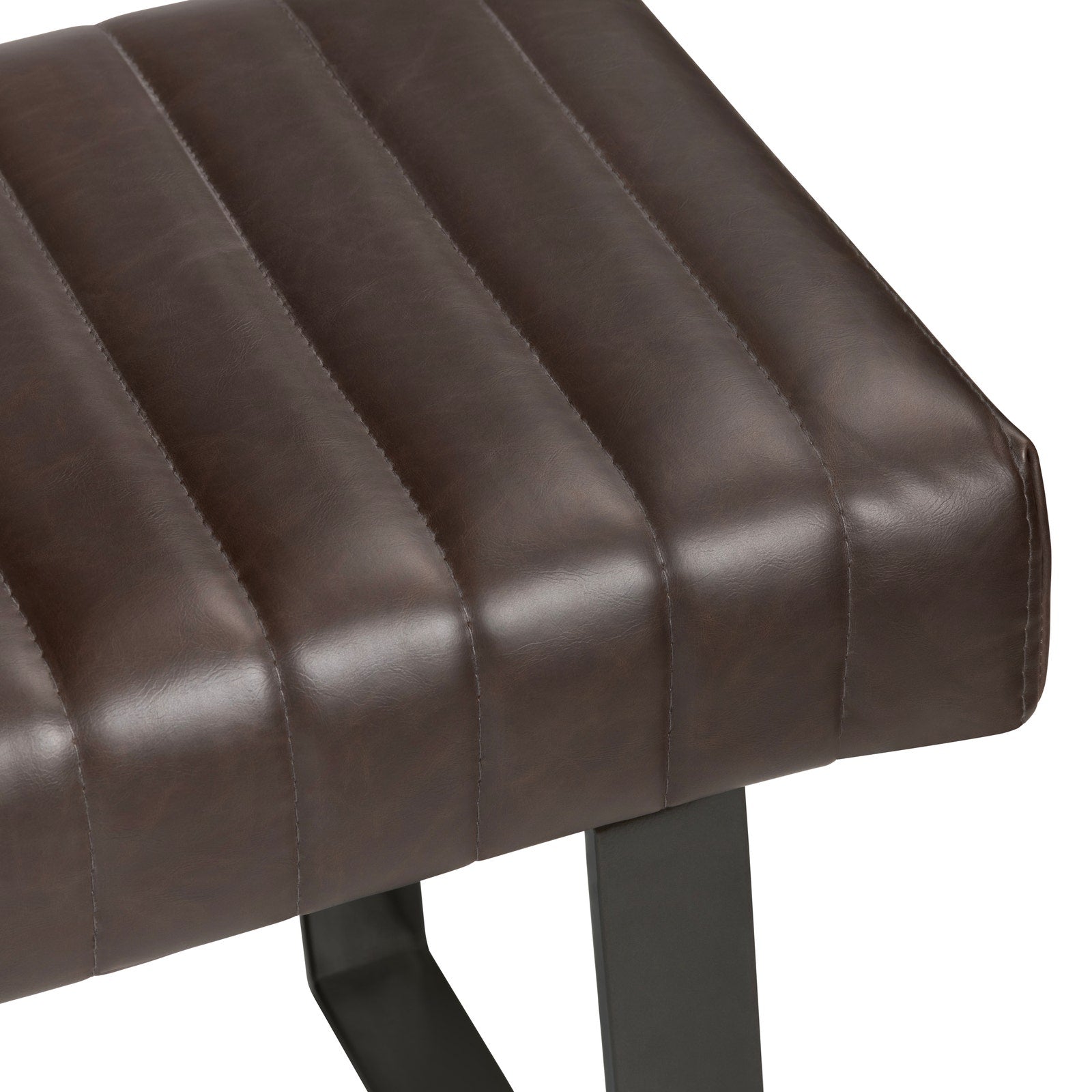 Crestview Collection Rutledge Vegan Brown Leather Bench - Image 3
