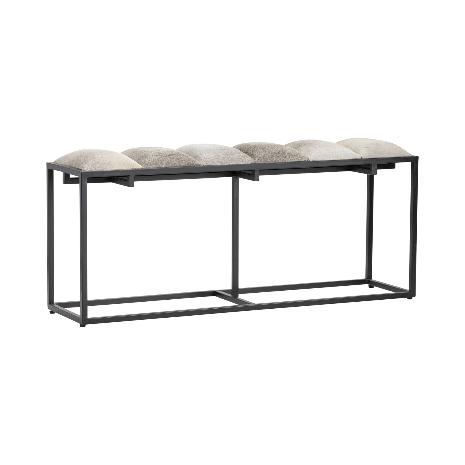 Crestview Collection Hampton Cowhide and Black Metal Bench - Image 2