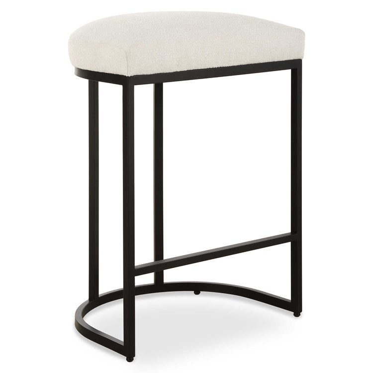 Casa Bella Living Matte Black Finish With Light Cream Fabric High Counter Stool - Image 2