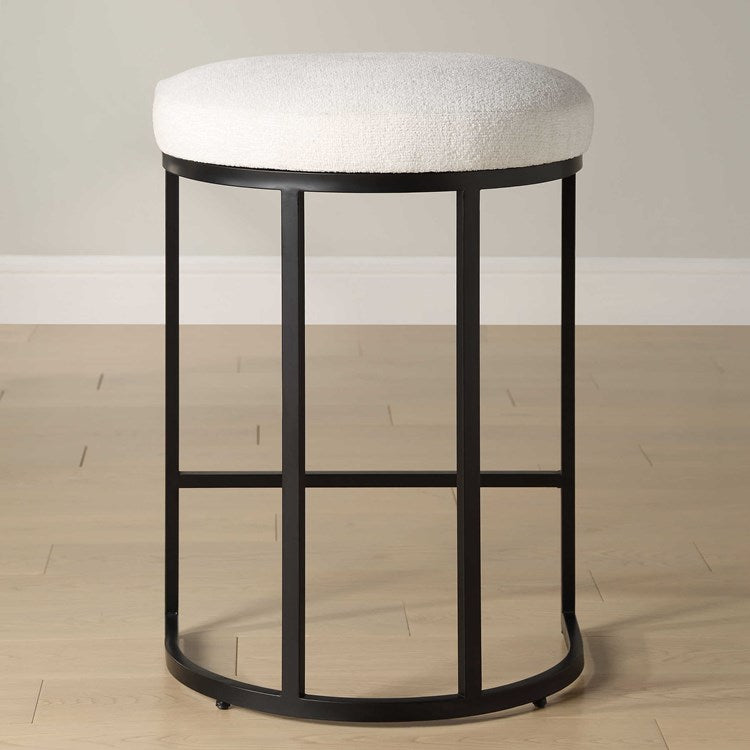 Casa Bella Living Matte Black Finish With Light Cream Fabric High Counter Stool - Image 3